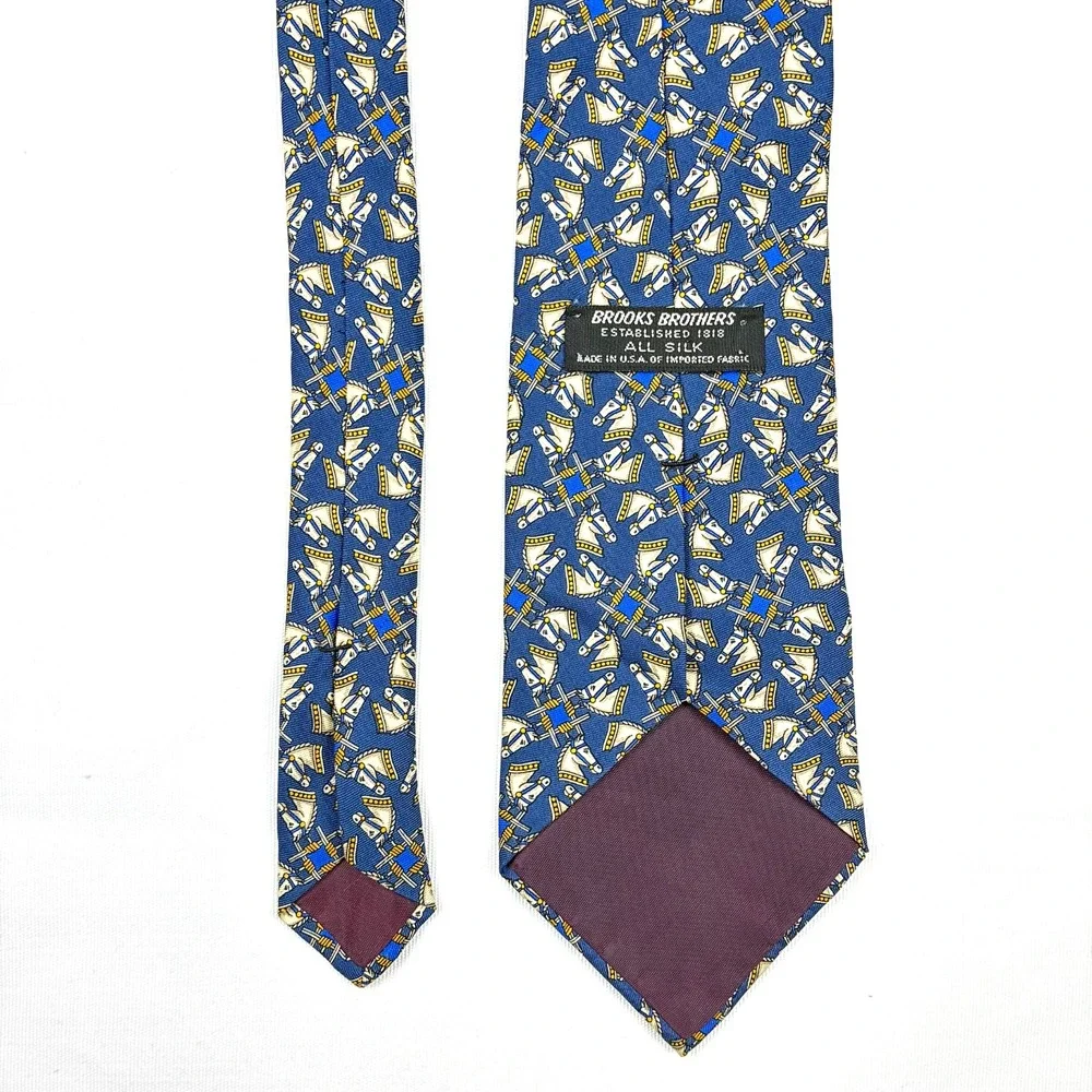 VTG Brooks Brothers Silk Tie Horse Equestrian USA 58 x 3.75
